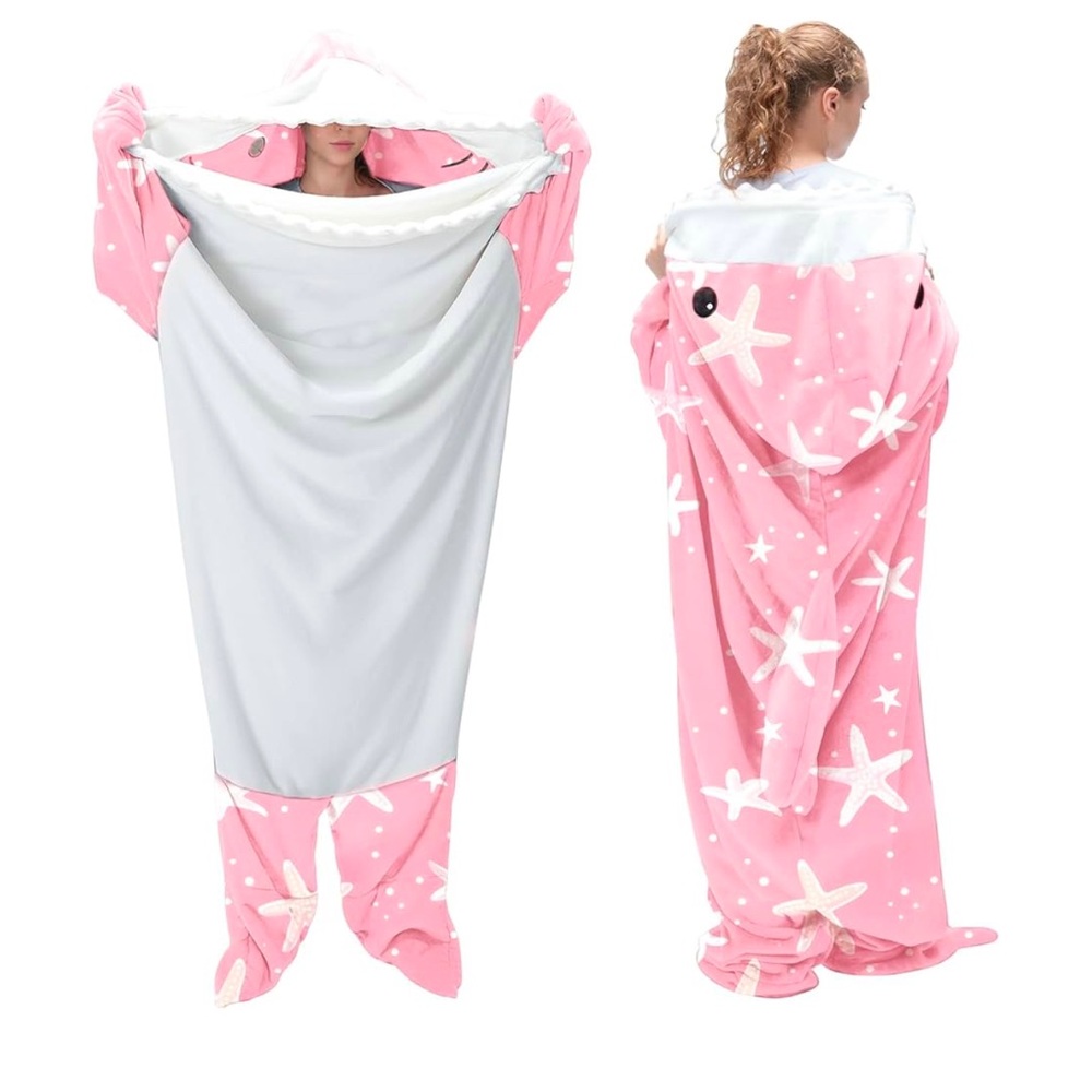 Pink shark onesie blanket. Never been opened. Size Md.